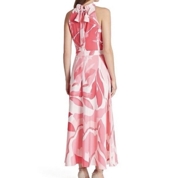 Tahari ASL NWT Halter Tie-Neck Sleeveless Midi Dress Pink & Orange - Picture 5 of 16